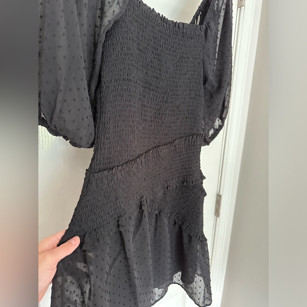 Black NWOT Madison Marcus Puff Sleeve Dress - Picture 3 of 6